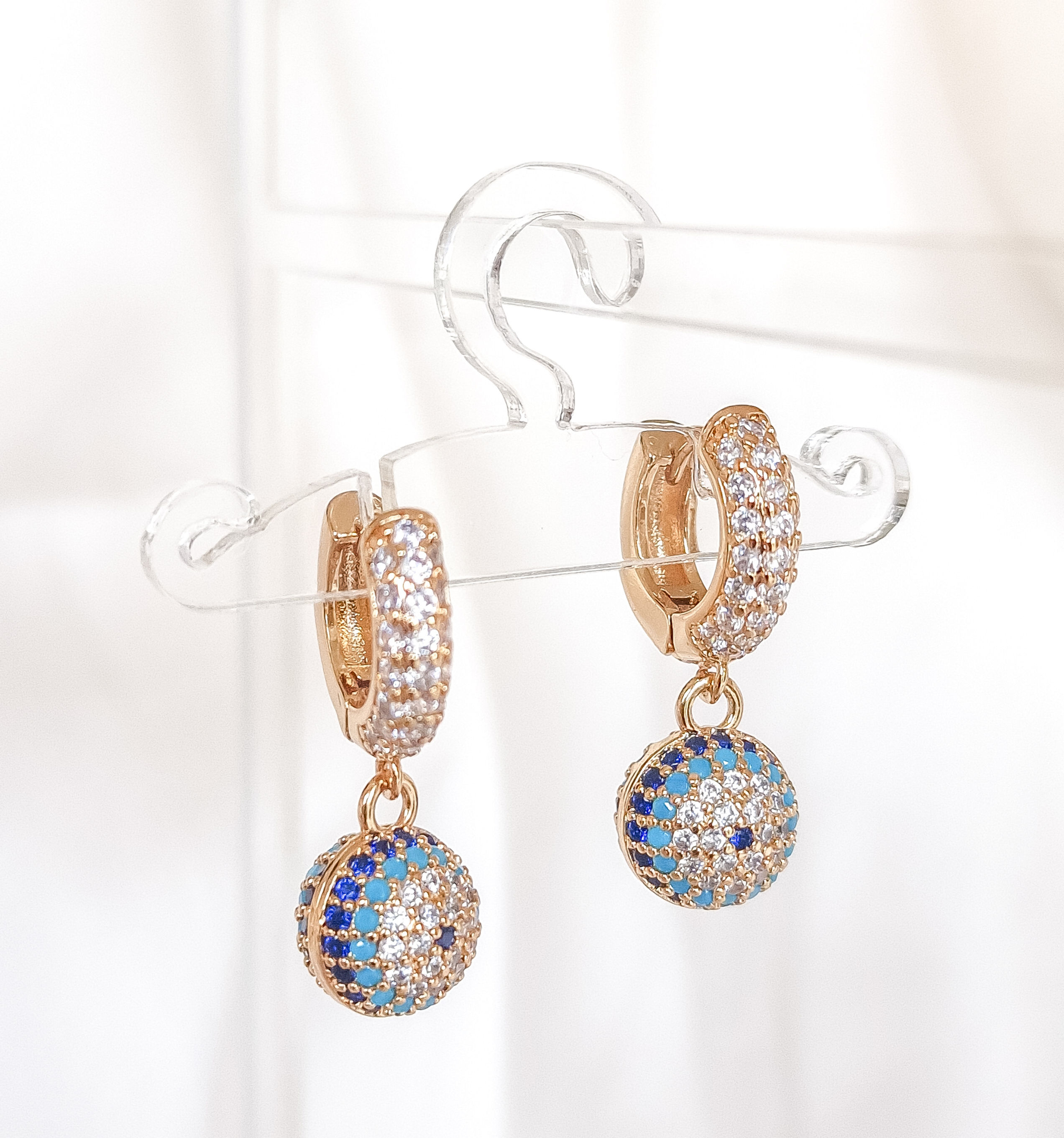 Jasmine Crystal Evil Eye Hoops | Plated