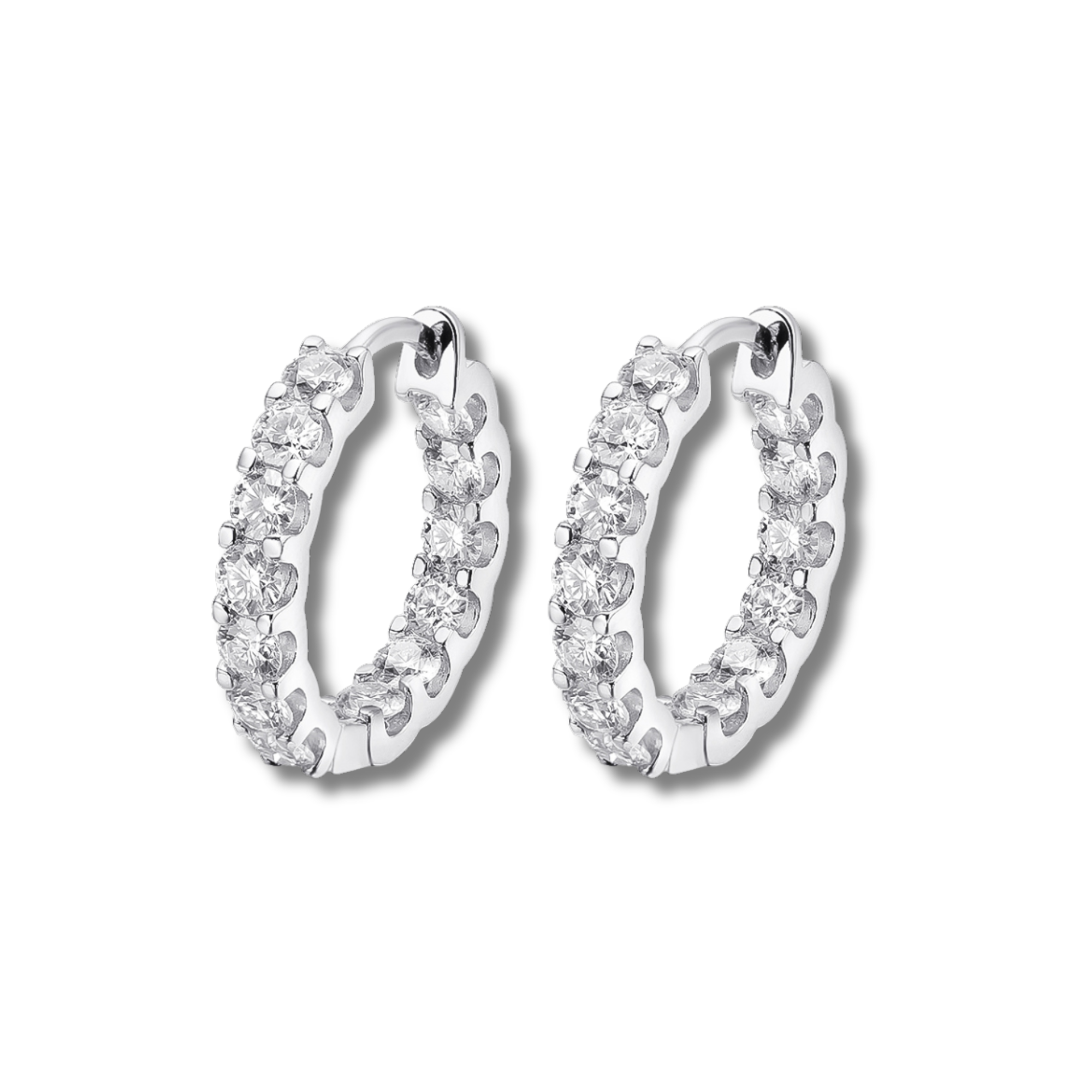 Silver Moissanite Hoop Earrings | 925 Sterling Silver