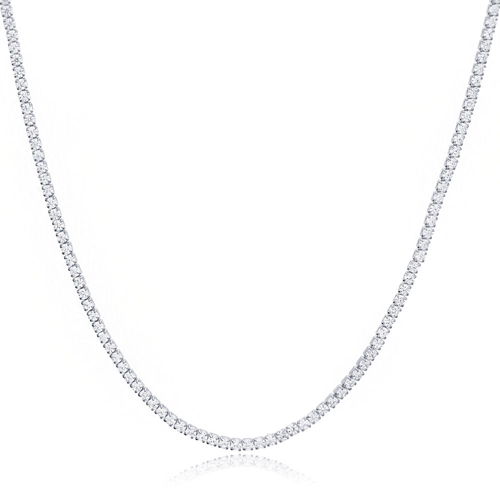 Junaid Collection Classic Crystal Tennis Necklace (Silver)