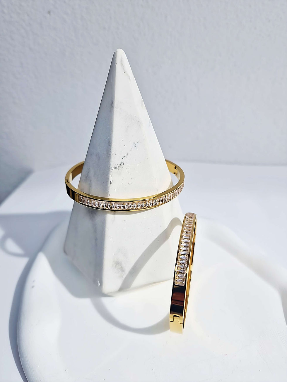 Thumbnail: Veda Gold Crystal Bangle | Stainless Steel