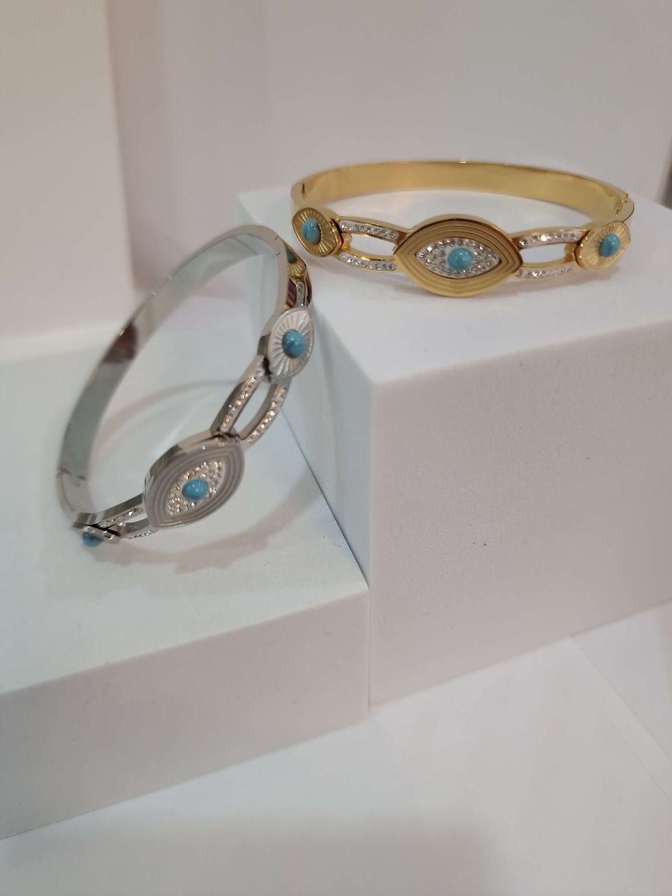 Thumbnail: Esra Turquoise & Crystal Evil Eye Bangle |