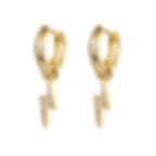 Gold Lightening Drop Cubic Zirconia Huggie Earrings | Stainless Steel