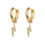 Thumbnail: Gold Lightening Drop Cubic Zirconia Huggie Earrings | Stainless Steel
