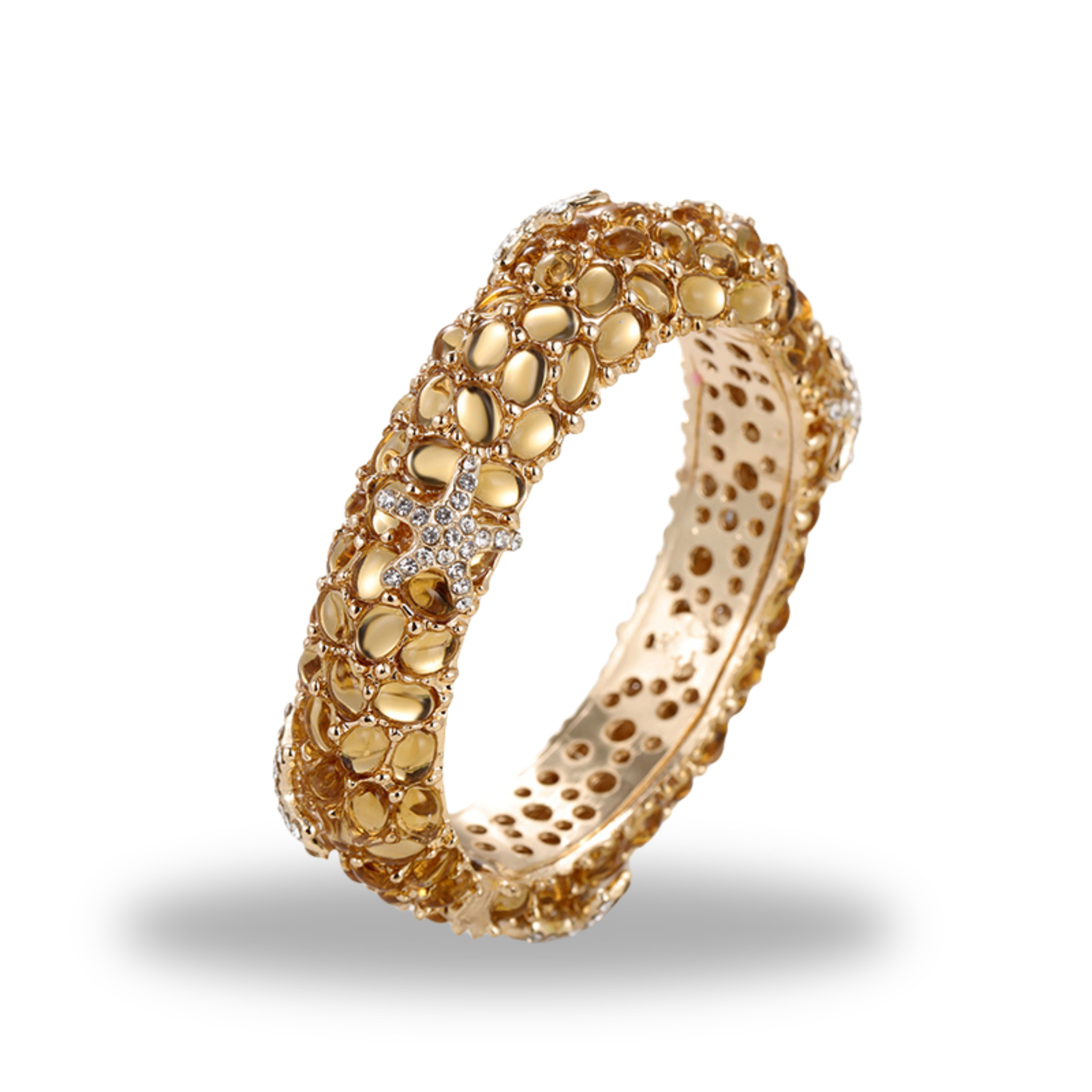 Gold Crystal Starfish Statement Bangle