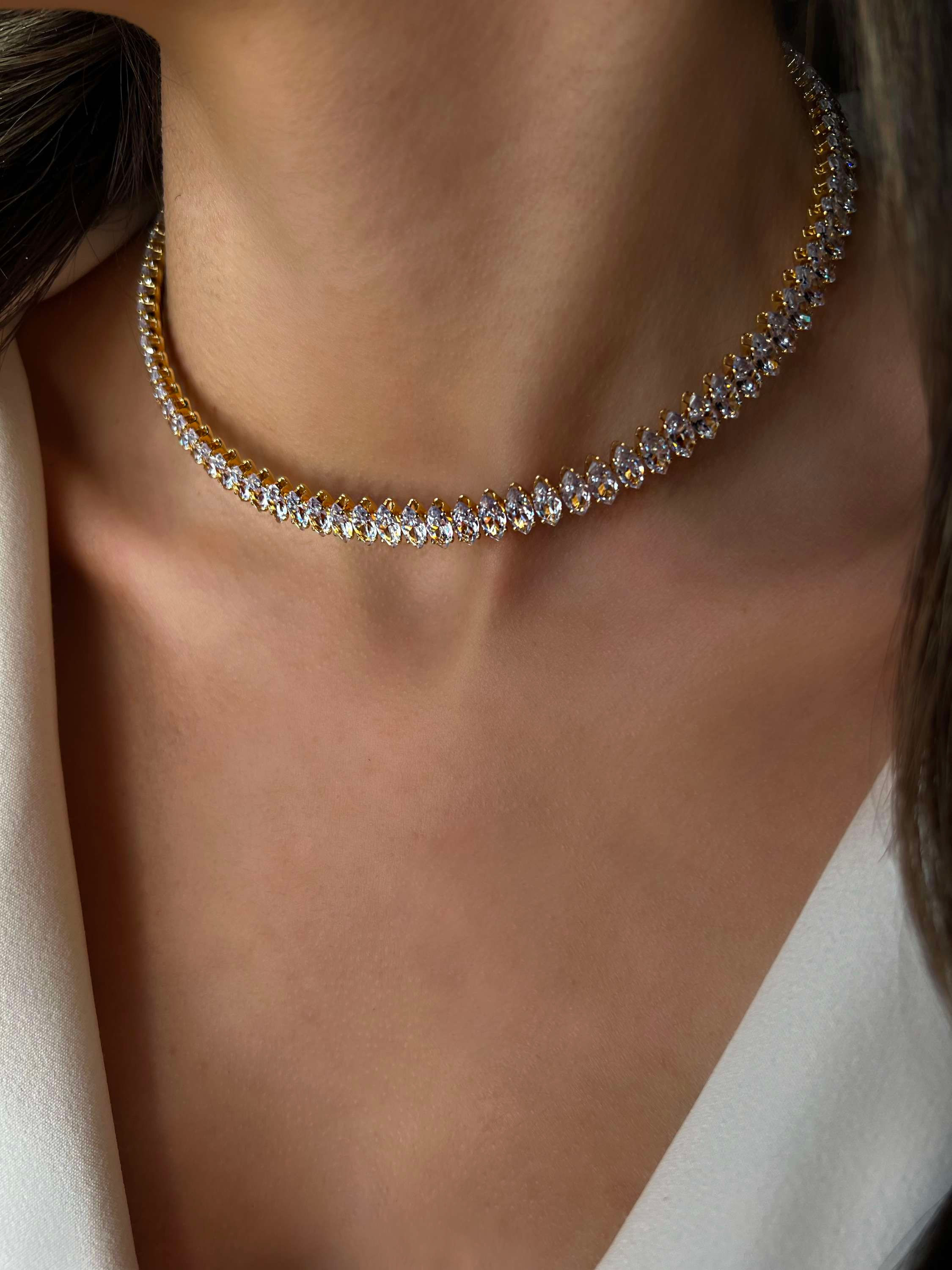 Sade Gold Expandable Crystal Choker | Stainless Steel