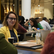 Sophia Benafara in conversation with founders at a FRWRDx live event in Dubai