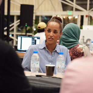 Camila Cascio in conversation with FRWRDx IDEA Program founders during a live mentoring session in Dubai