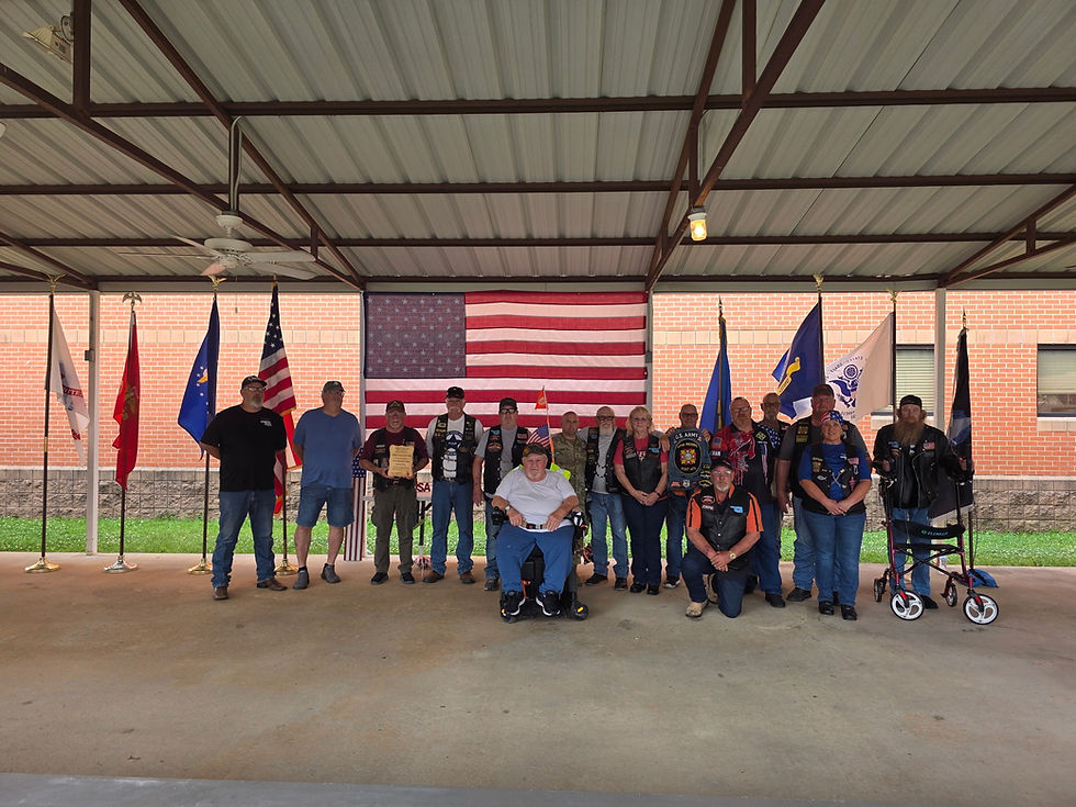 All of the organizations that came out to be part of the flag presentation to Oklahoma Veterans Center Pavilion.