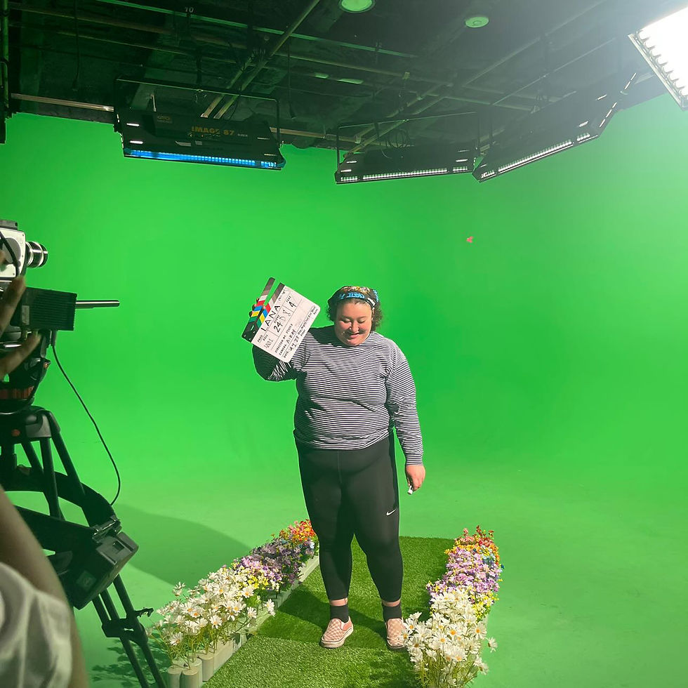 On the set of "Lana"