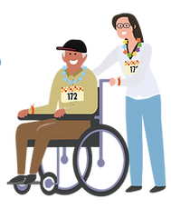 Illustration d'un binôme aîné en fauteuil roulant et bénévole femme.png