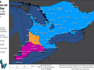 Mixed Precipitation and Strong Winds for Boxing Day