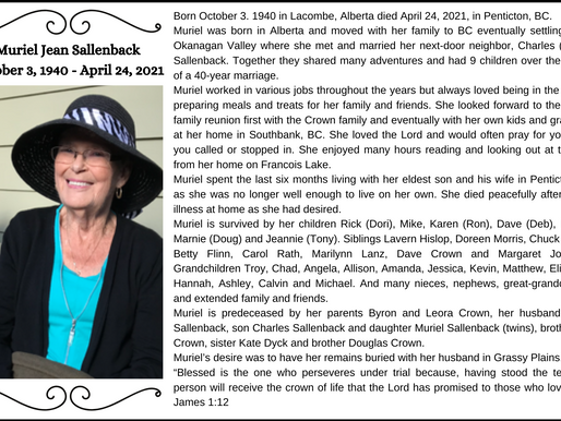 Muriel Jean Sallenback October 30, 1940 - April 24, 2021
