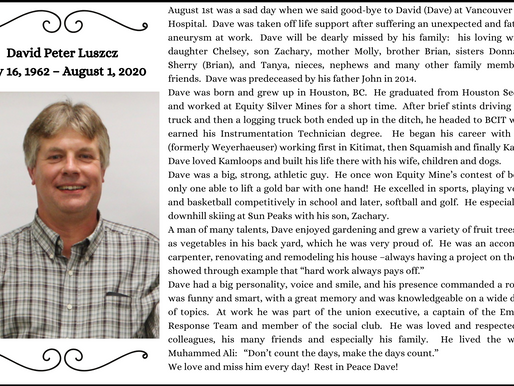David Luszcz - May 16, 1962 - August 1, 2020