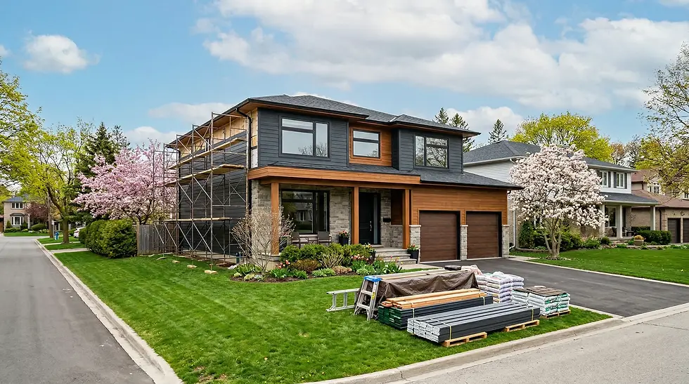 Home renovation in progress in an Ontario suburban neighbourhood