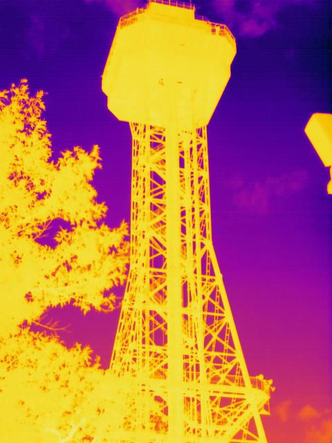 Tower in 6-flag captured by a thermal camera
