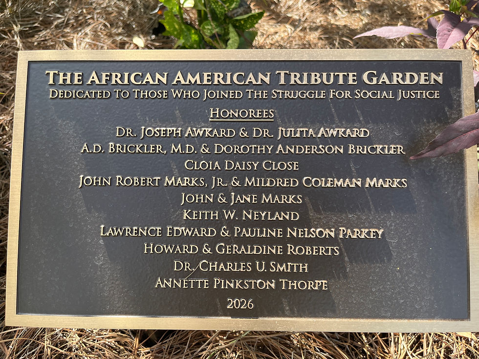 Plaque showing Honorees Names