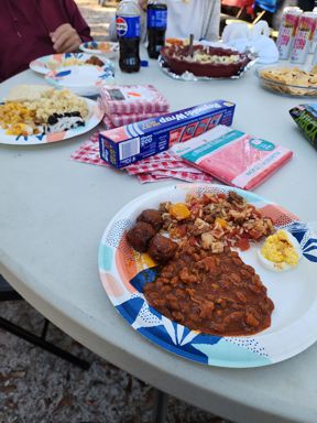 Plate of potluck food