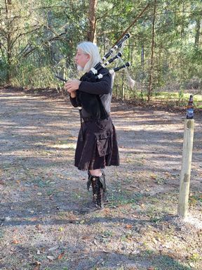 Daniel O'Ryan playing bagpipes