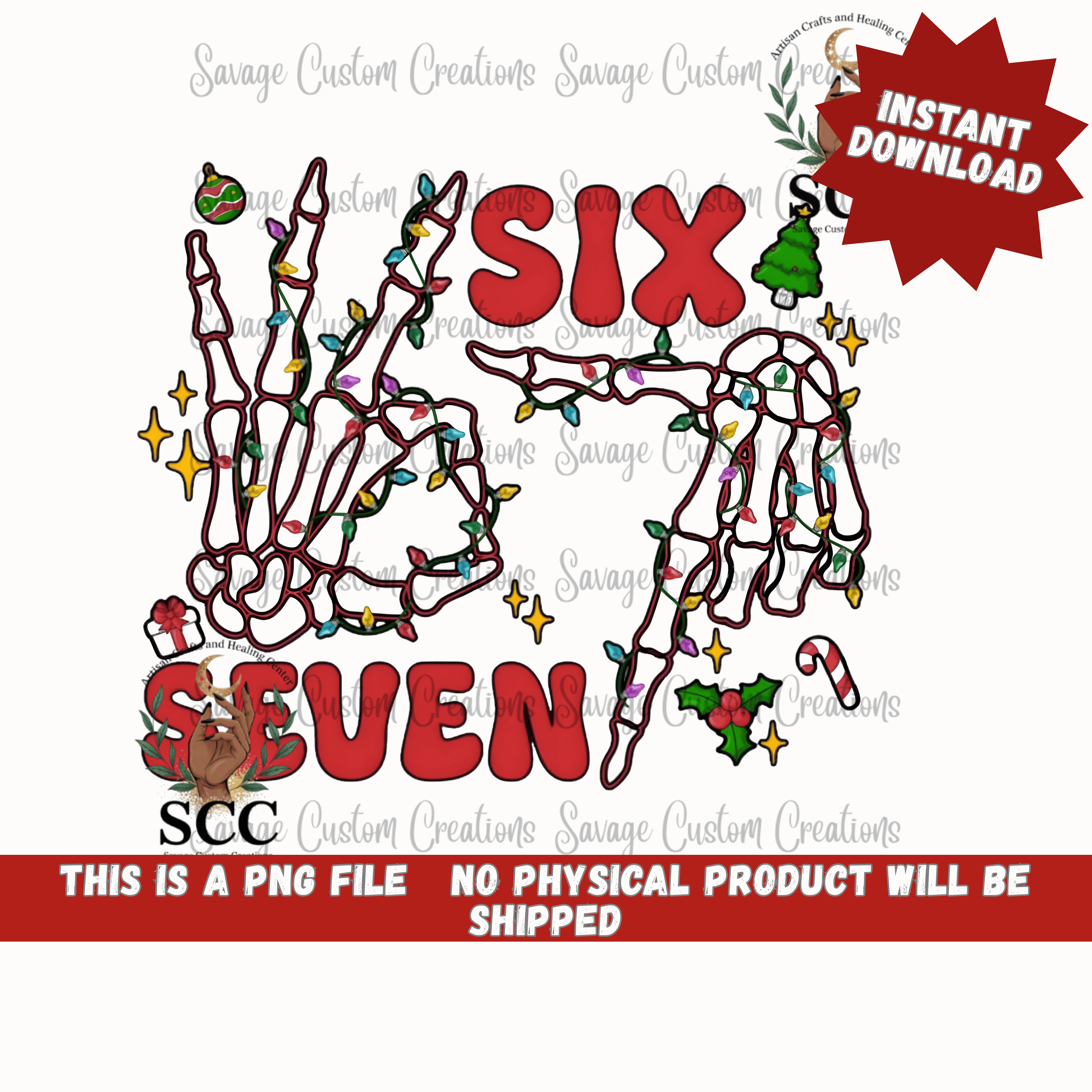 Christmas Six Seven Skeleton Hands PNG – Funny Holiday Trend