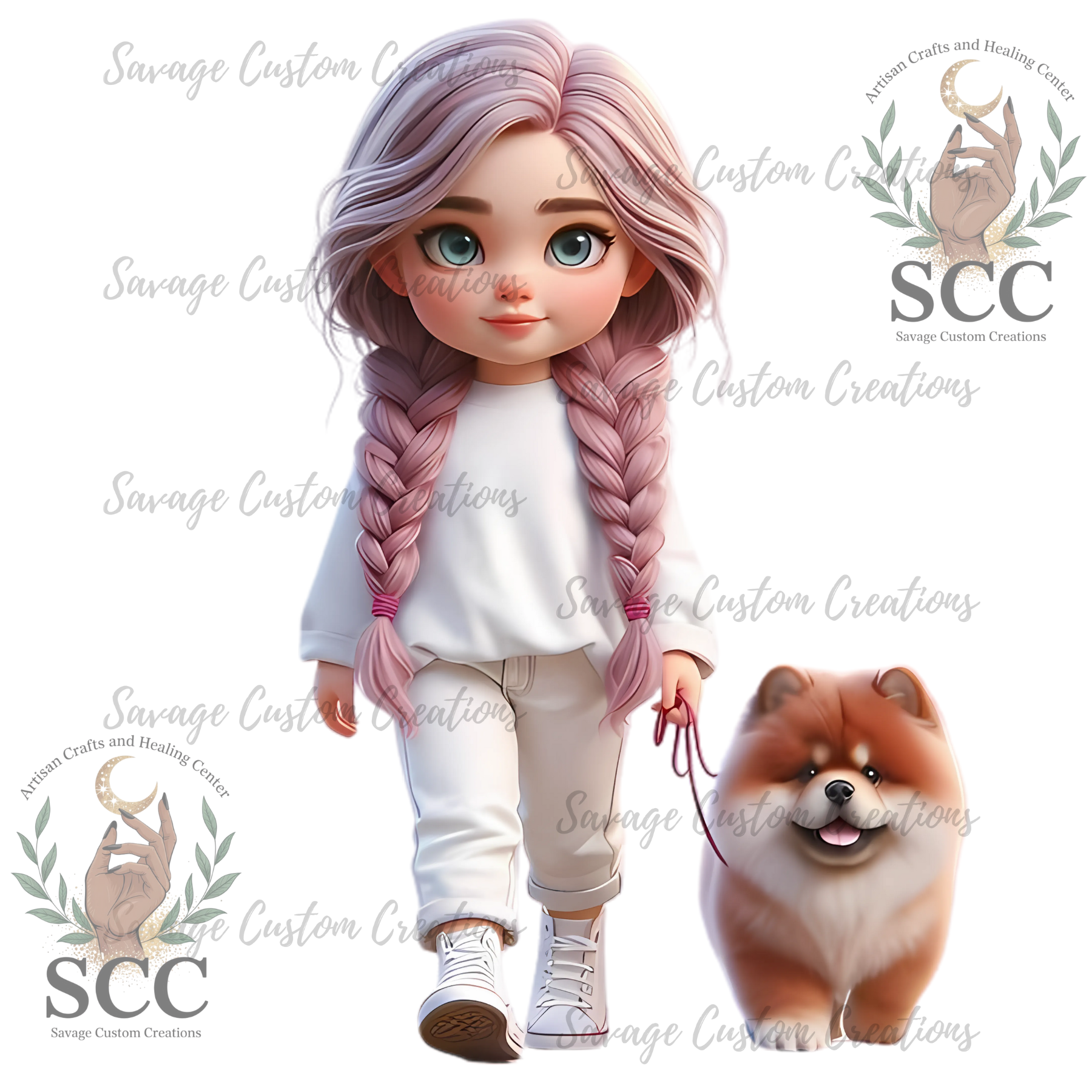 Adorable Girl and Her Puppy