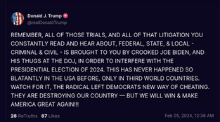 Donald J. Trump - REMEMBER, ALL OF THOSE TRIALS, AND ALL OF THAT LITIGATION YOU CONSTANTLY READ AND HEAR ABOUT