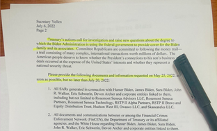 James Comer says Treasury “…will not provide (Suspicious Activity Reports) to Committee Unless...