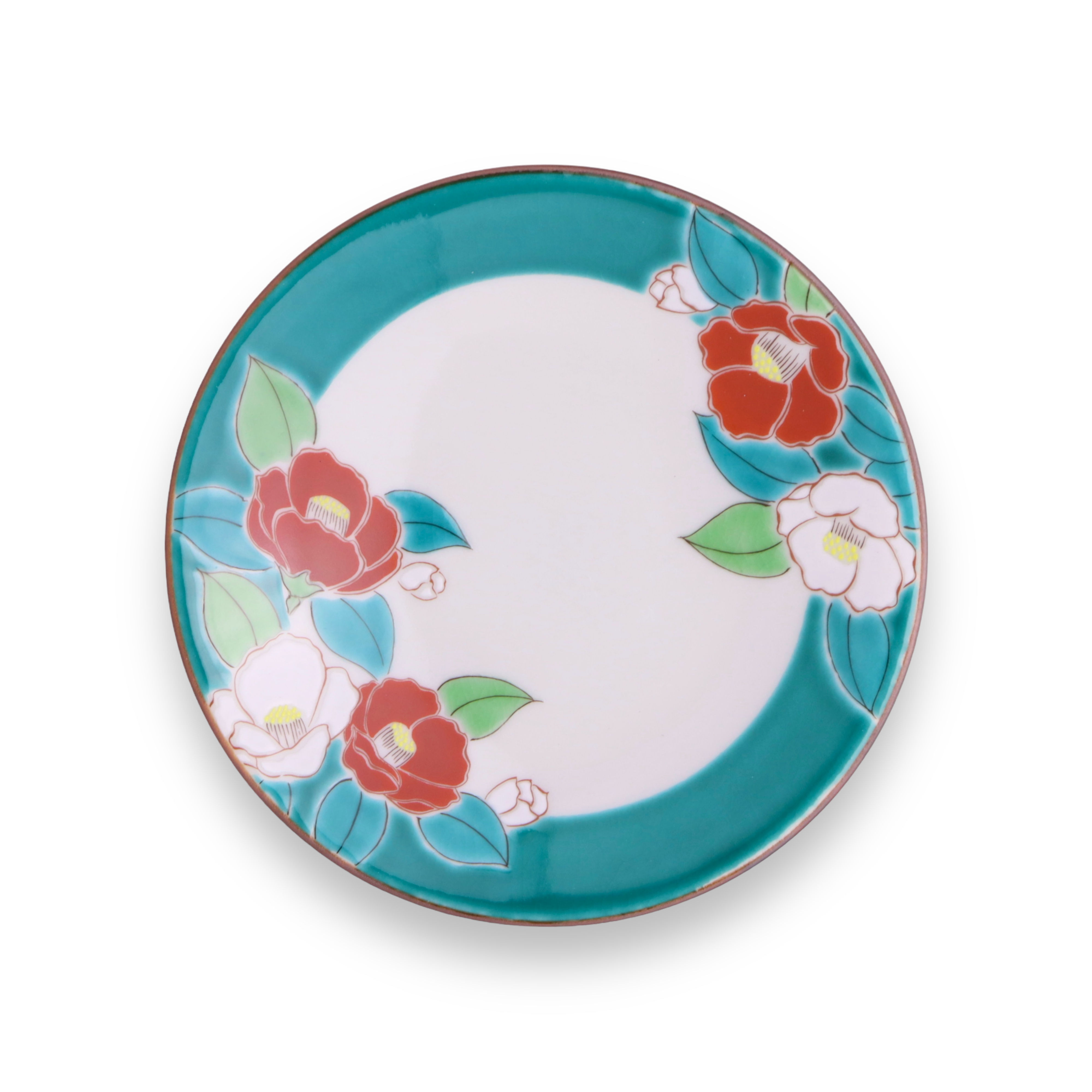 Kutani Ware Plate - Tsubaki (Japanese Camellia)