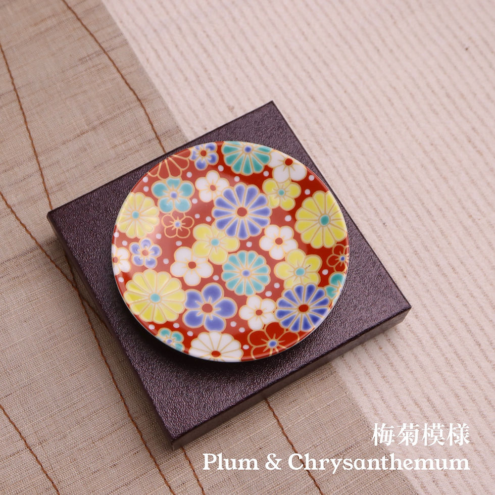 Thumbnail: Kutani Ware Mini Plate - Plum & Chrysanthemum