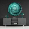 Thumbnail: Emerald Reflections Round Glass Print Wall Art