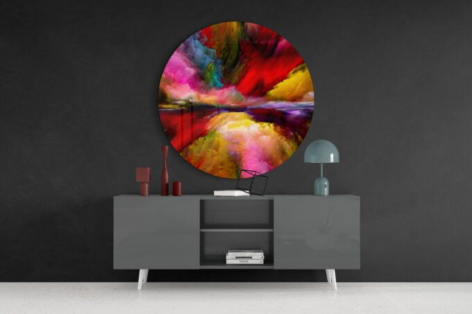 Thumbnail: Color Burst Round Glass Print Wall Art