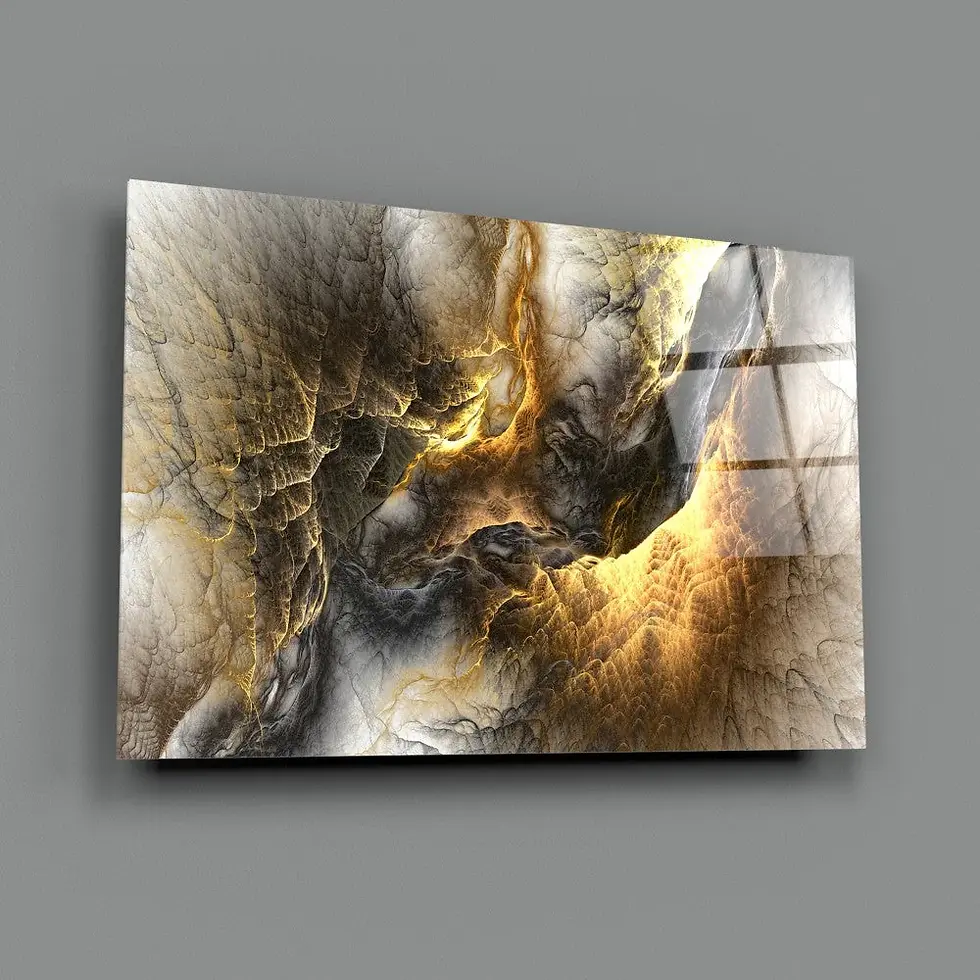 Thumbnail: Golden Chaos Glass Print Wall Art