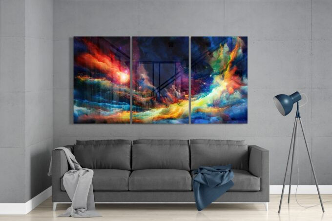 Thumbnail: Colors of Space - Trinity Glass Print Wall Art