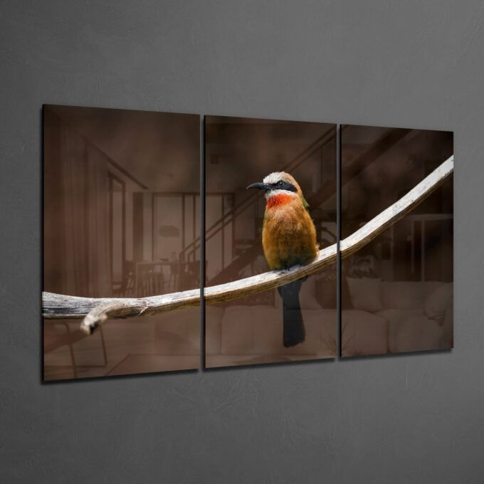 Thumbnail: Bee Bird- Trinity Glass Print Wall Art