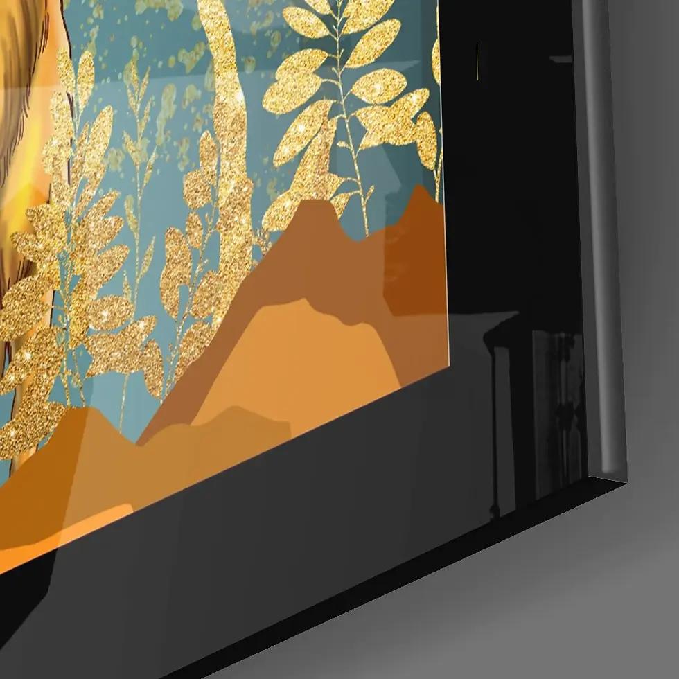 Thumbnail: Golden Deer Glass Print Wall Art