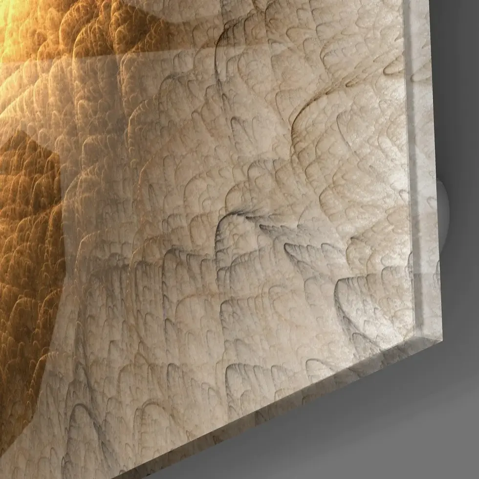 Thumbnail: Golden Chaos Glass Print Wall Art