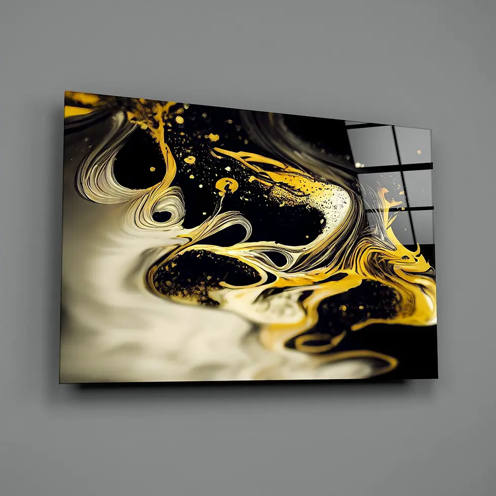 Thumbnail: Golden Splash Glass Print Wall Art