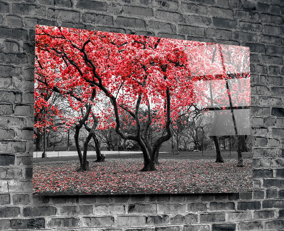 Thumbnail: Red Leaves II Glass Print Wall Art