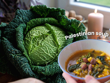 Palestinian Corn, Bean & Cabbage Soup (Shorbet Dhura oo Malfoof)