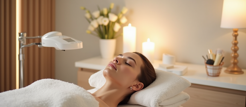 Eye-level view of a serene spa treatment room with aesthetic equipment neatly arranged