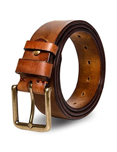 Men's Full-Grain Leather Work Belt (Heavy-Duty, Gift-Boxed)