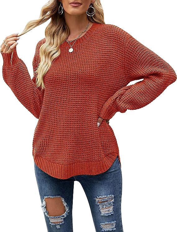 orange waffleknit sweater