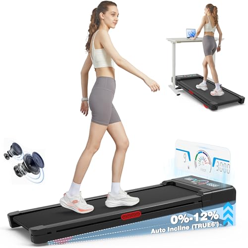Under desk walking pad with 12% auto incline