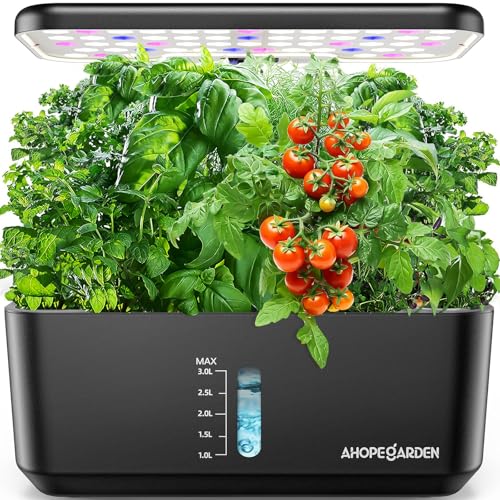 Countertop hydroponic herb garden with control panel