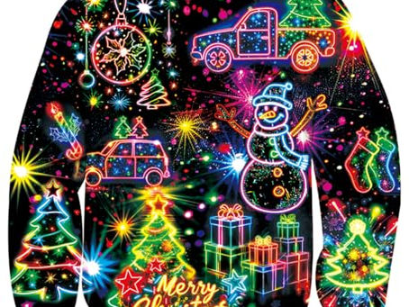 Men's 3D Neon Fireworks Ugly Christmas Sweater