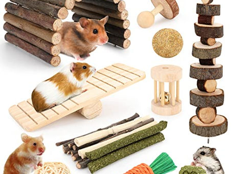 12-Piece Hamster Chew Toy Set with Hideout & Seesaw