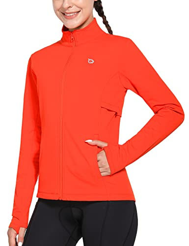Women's Thermal Running Jacket, Water-Resistant Full Zip (Orange)