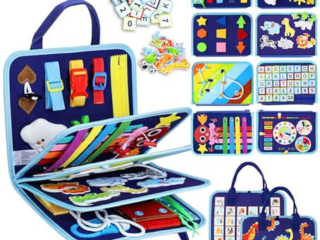 Blue Dinosaur Busy Board for Toddlers