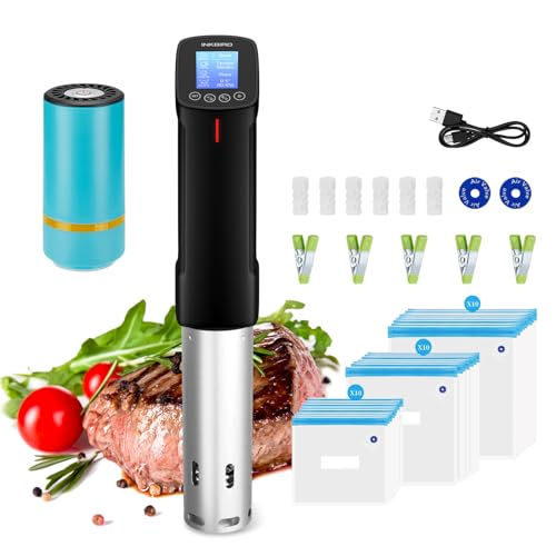 Sous Vide Cooker + Vacuum Sealer Starter Kit with Bags and Recipes