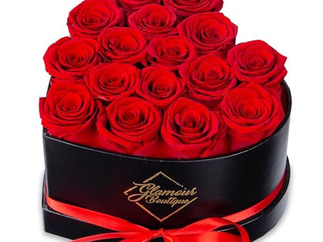 16 Preserved Roses in Heart-Shaped Box