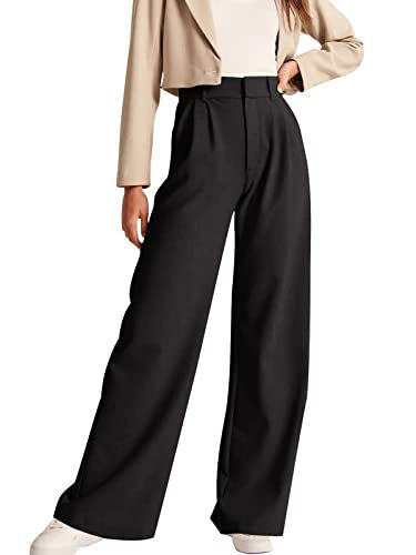High-Waisted Straight-Leg Work Pants with Pockets